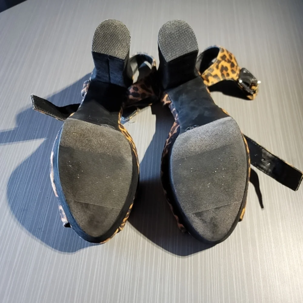 Mossimo Leopard‎ Print Block Heel Platform Open Toe High Heel Sandals Size 8